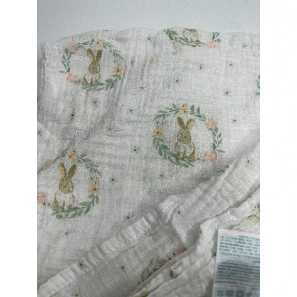 Aden + Anais Baby Blanket Blushing Bunny Leaf Wreath Muslin Small 23x23
